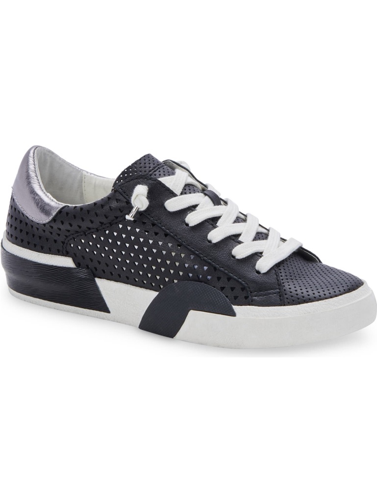 Dolce Vita Black And White Perforated Leather Sneakers